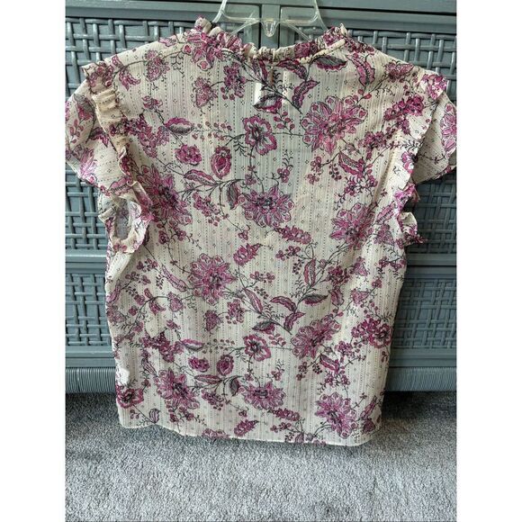 NWOT MISA Basia Siena Pink Paisley Floral Chiffon Flutter Sleeve Top, XS $210 B1 - Picture 7 of 10